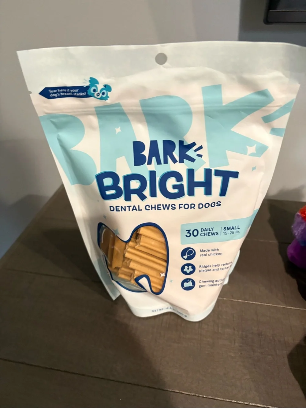 Bark Bright Dental Chews for Dogs - White & Light Blue Packaging